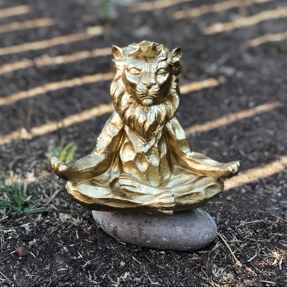 Accents Gold Lion Yoga Meditation Statue Meditating Lotus Poshmark